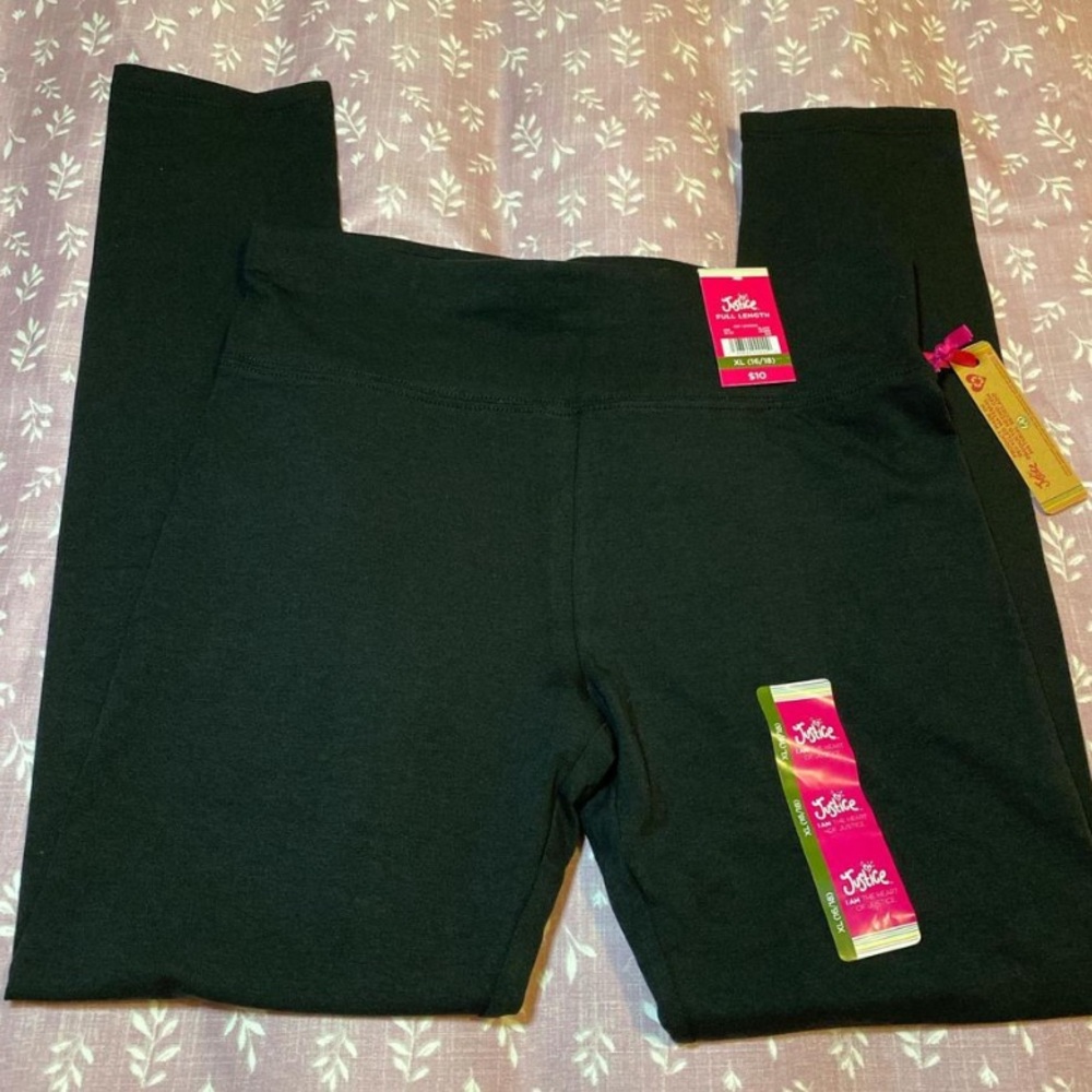 NWT Justice Black/Grey leggings